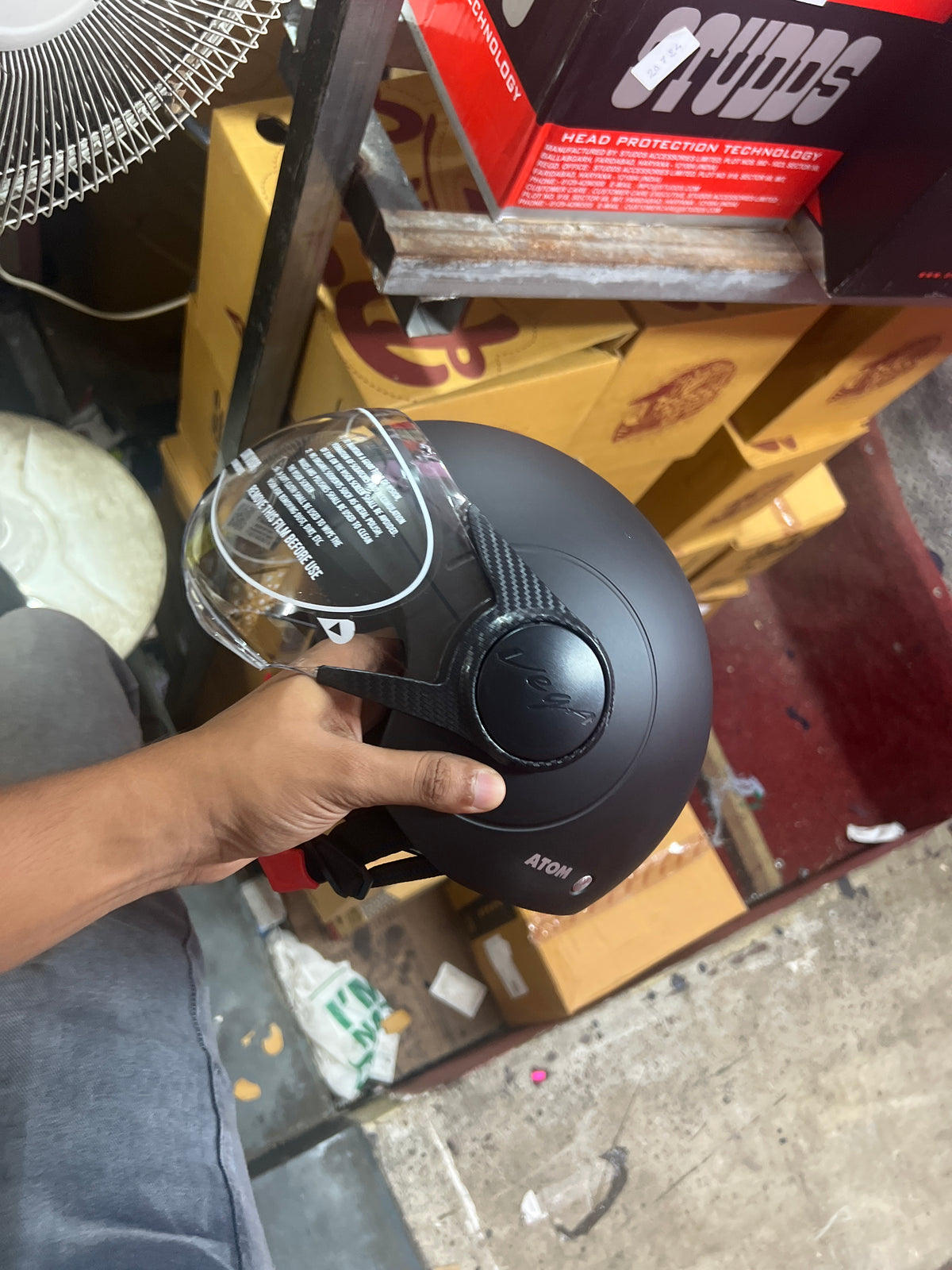 **Vega Atom DX Dull Black** – A stylish and sturdy helmet with a matte black finish, designed for comfort and safety on every ride.