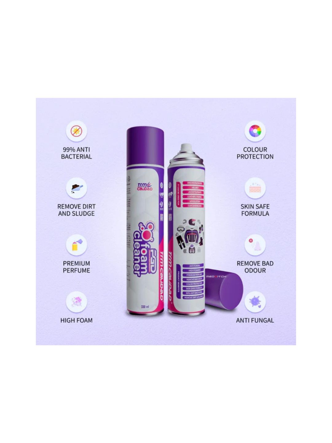 TRM Calidad Foam Cleaner (330ml), a powerful cleaning solution designed to remove dirt, grease, and grime from motorcycle surfaces, providing a deep clean and maintaining the bike’s appearance.