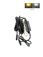 Black wiring harness with connectors on a white background