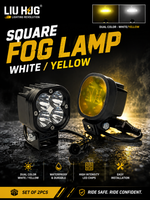 LIU HJG SQUARE FOG WHITE/YELLOW WITH YELLOW CAP AND WITH WIRING HARNESS (set of 2pcs)