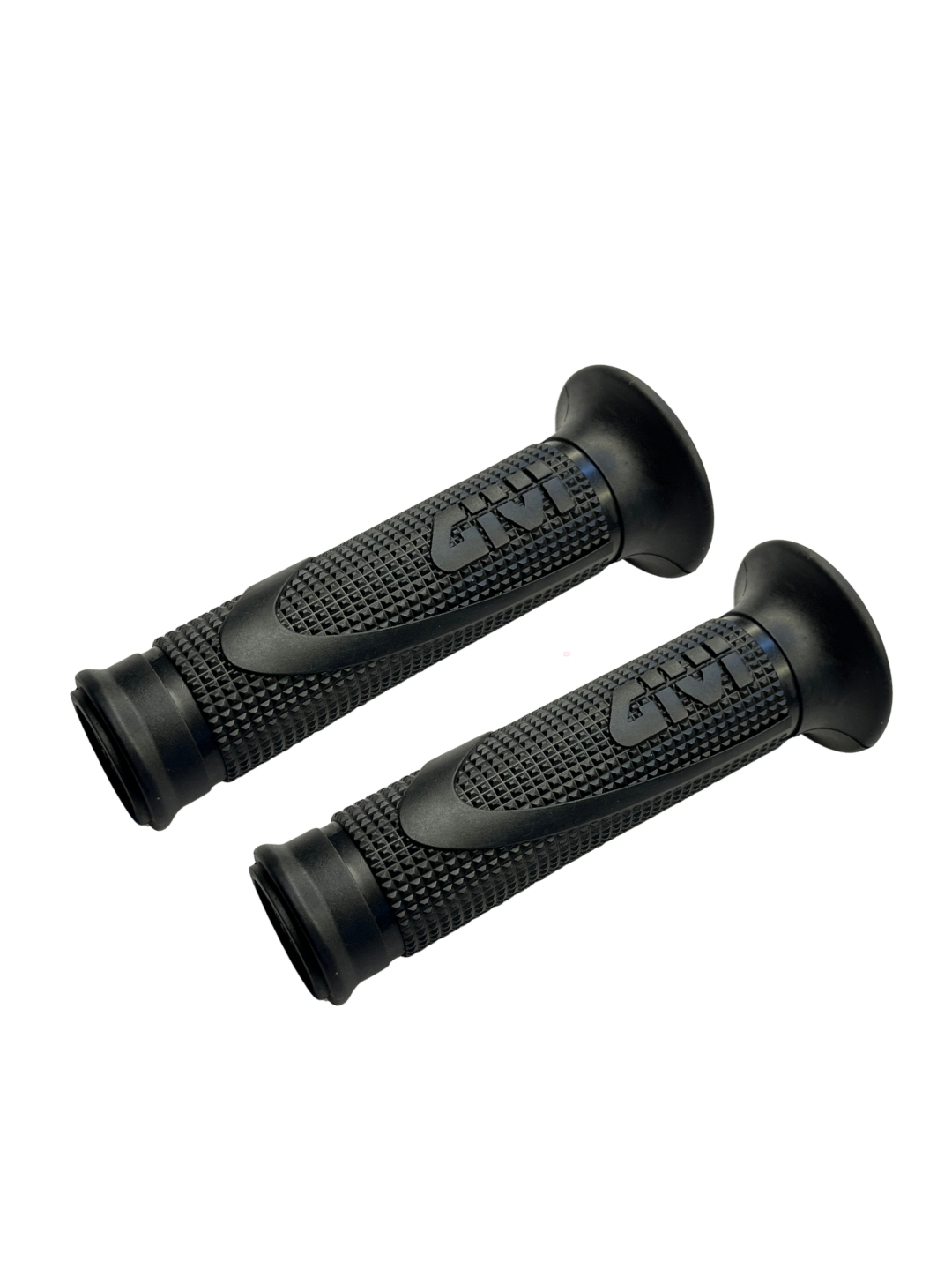 Pair of black motorcycle grips with 'Givi' branding on a white background