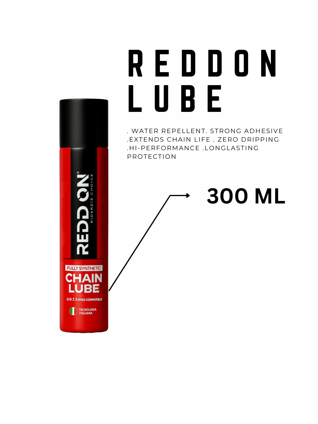 Reddon chain lube can with text on a white background