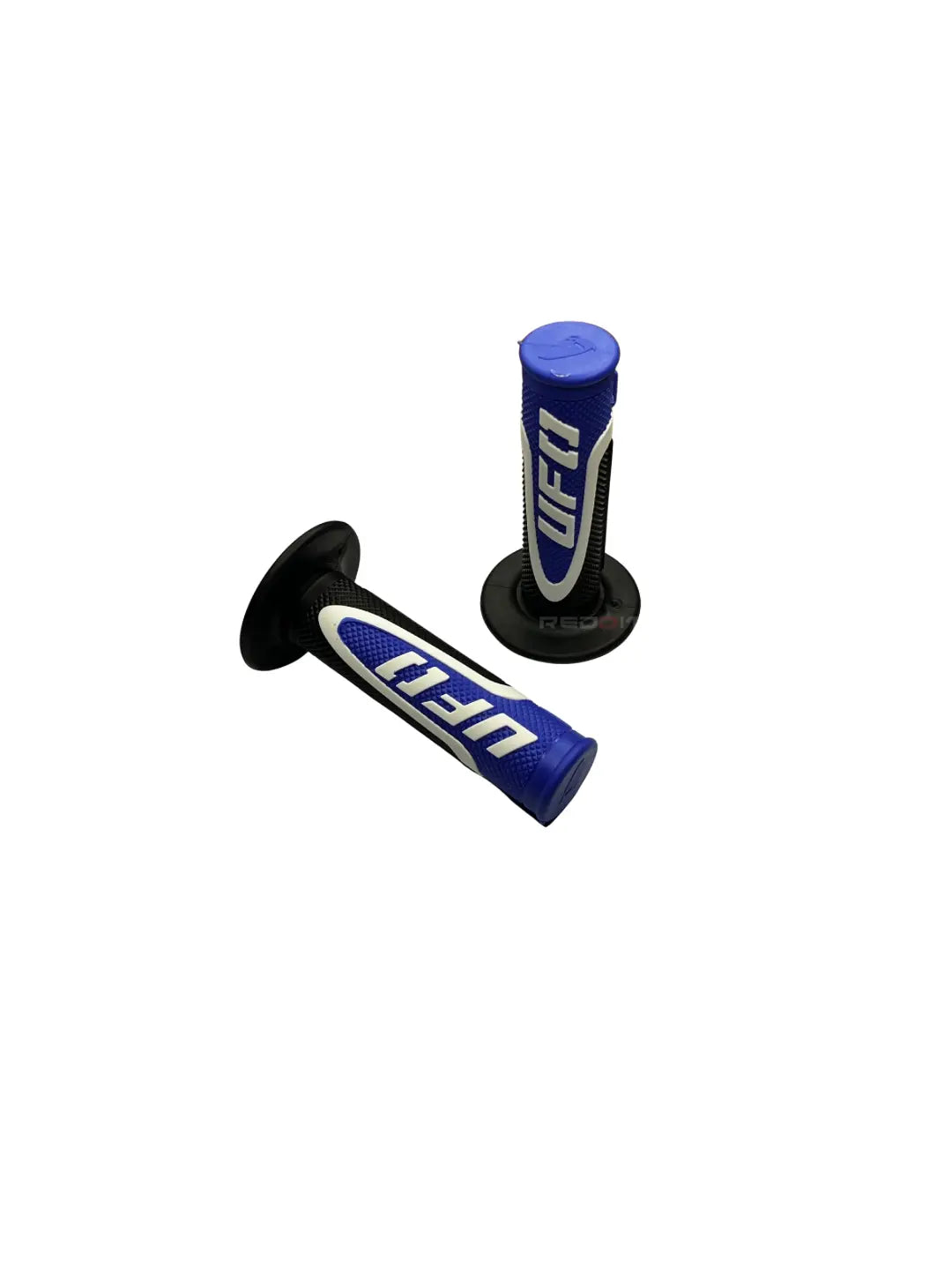 Two motorcycle grips with Ufo branding on a white background