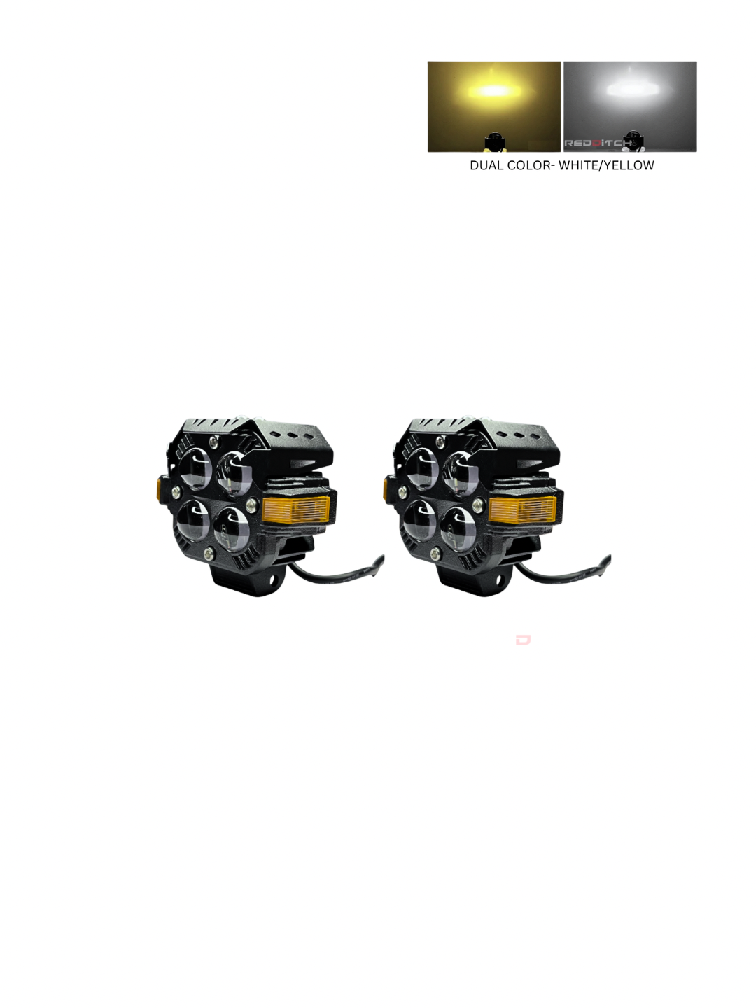 Two LED lights with dual color options on a white background