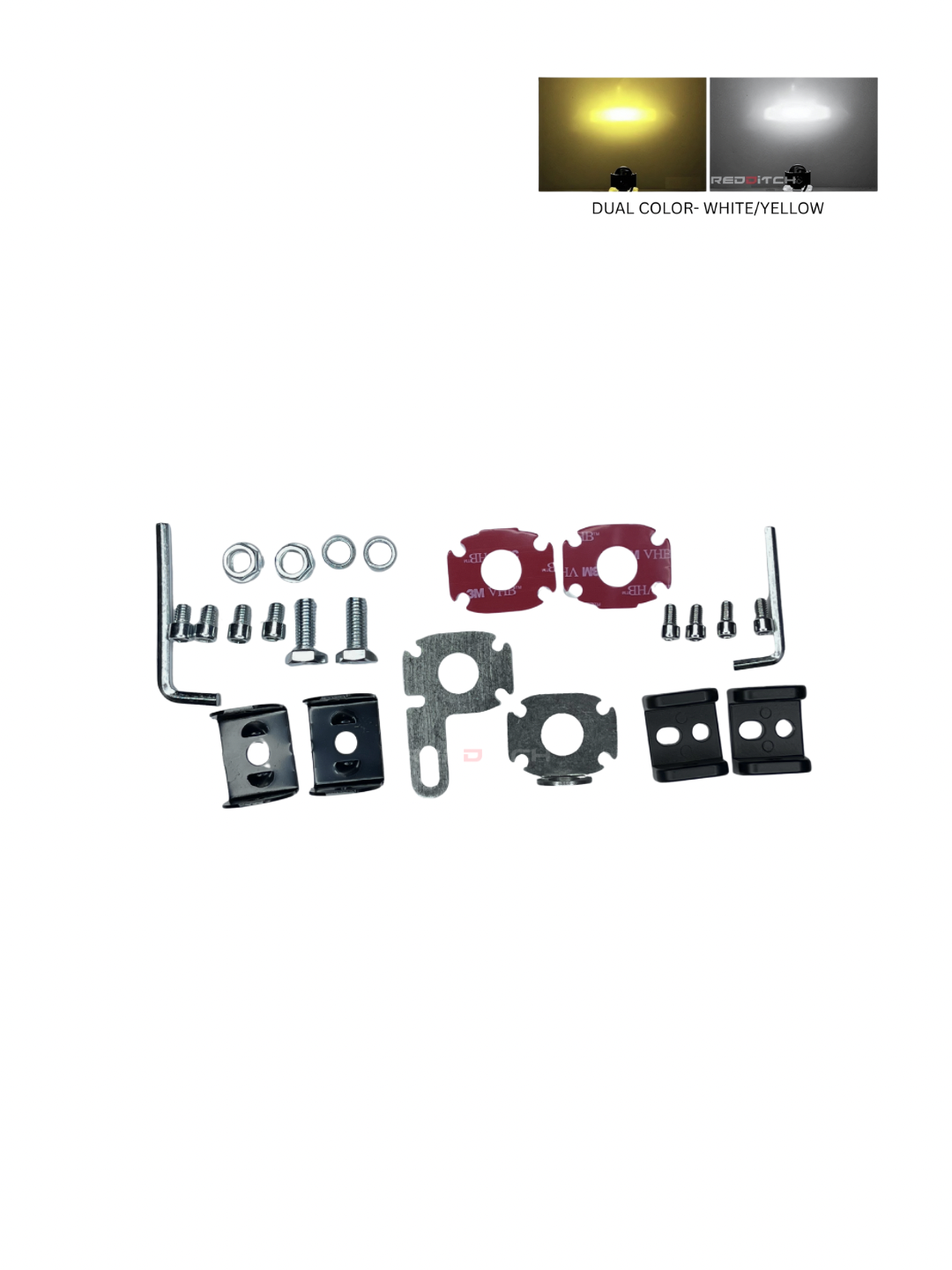 Set of mechanical parts with dual color options displayed on a white background