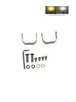 Set of metal brackets and bolts on a white background with color options shown.