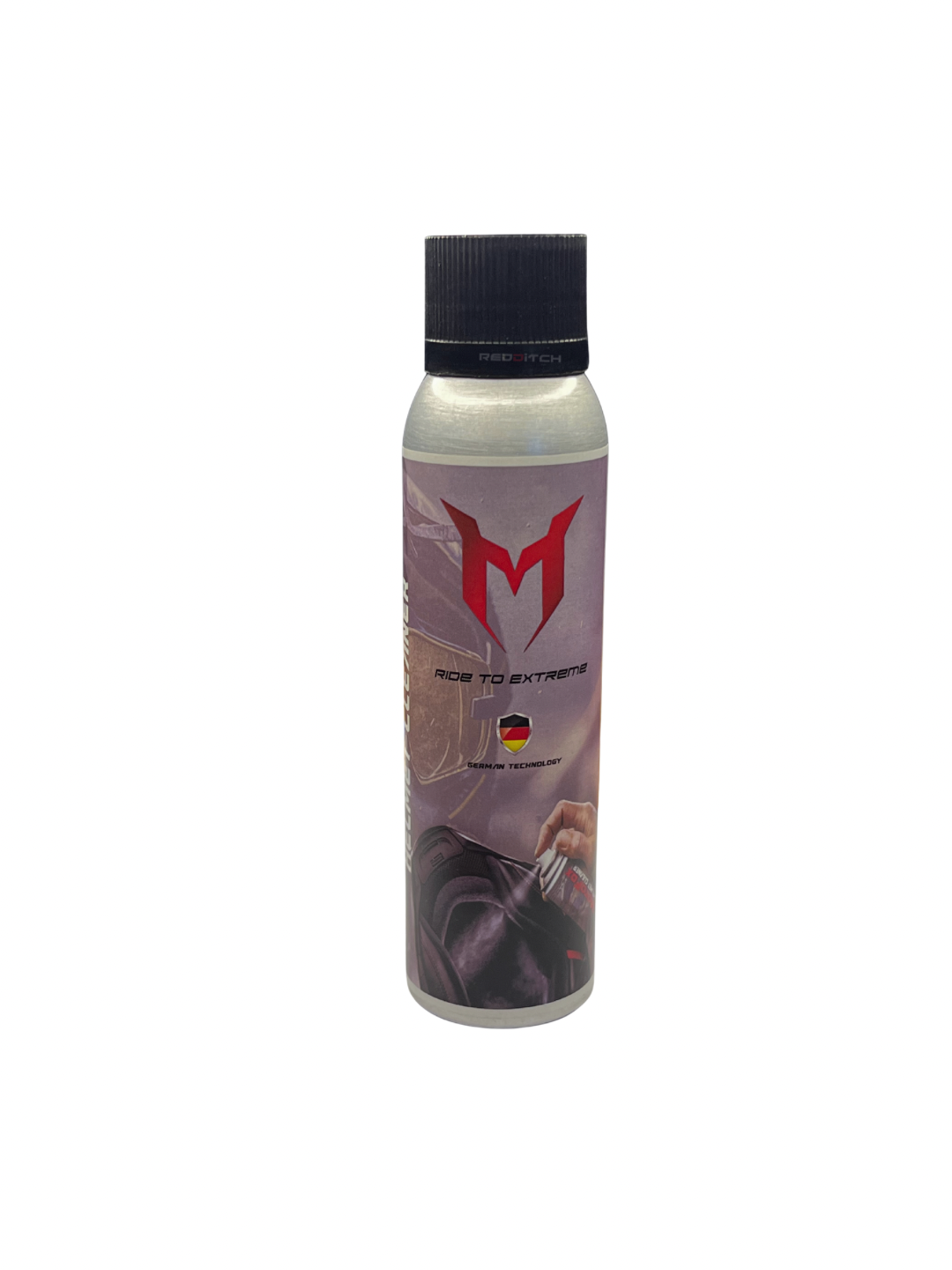 Bottle with a label featuring a logo and text on a white background