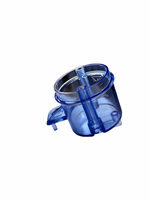 Blue plastic component on a white background