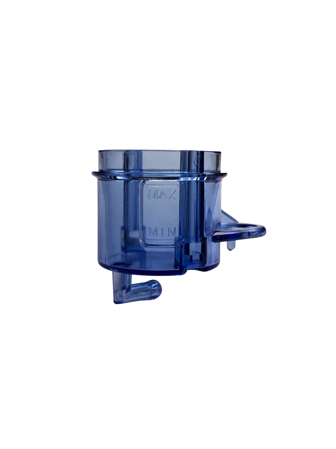 Blue cylindrical component with 'MAX' branding on a white background