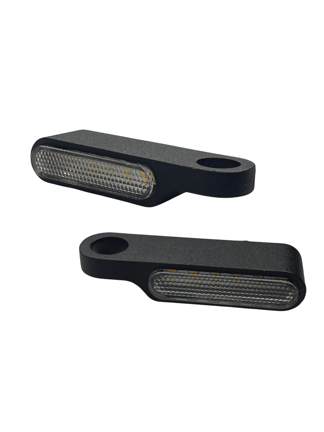 Two black rectangular LED lights on a white background