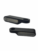 Two black rectangular LED lights on a white background