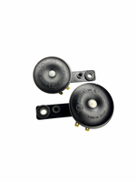 Two black metal components on a white background