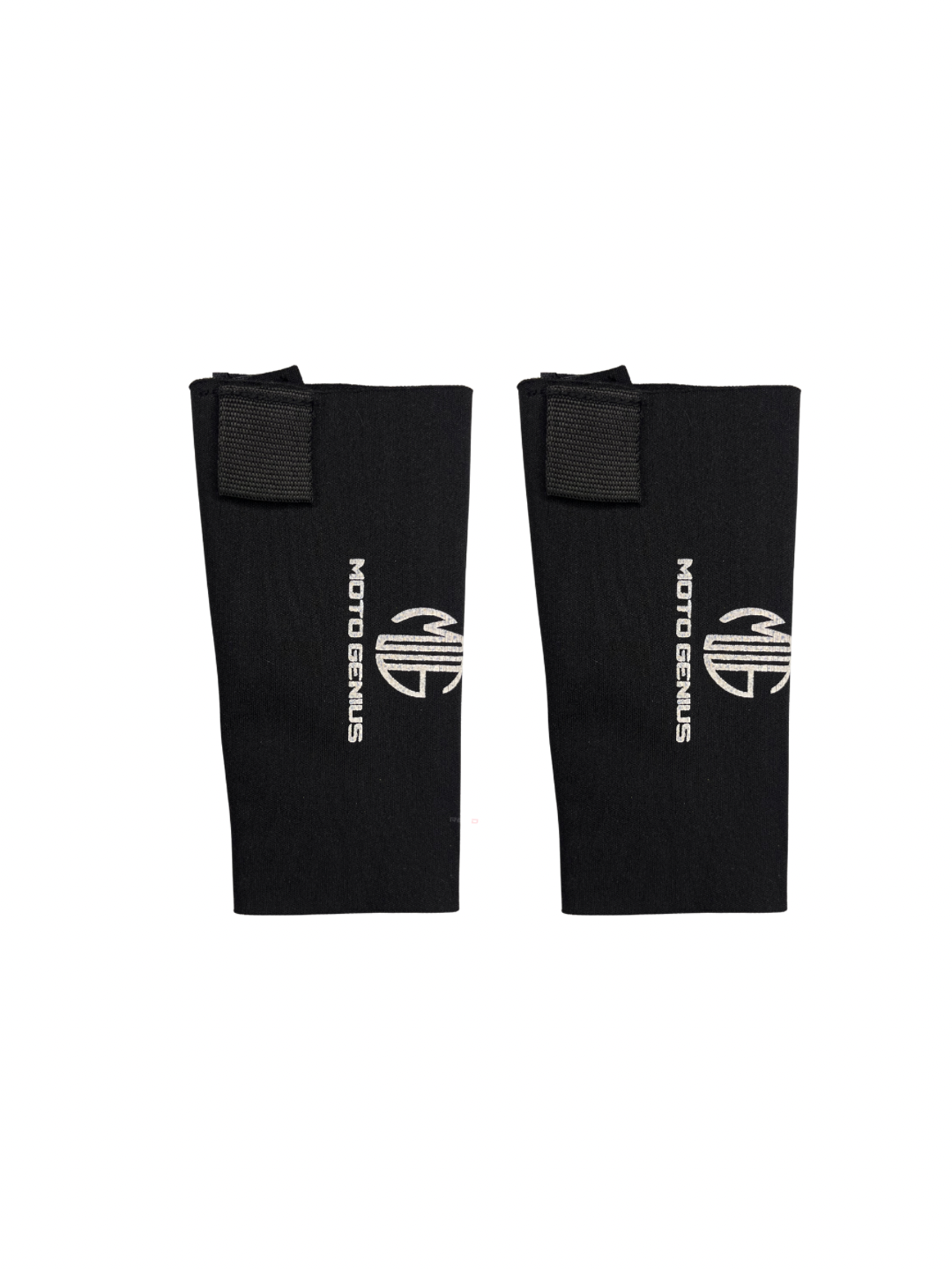 Pair of black wrist wraps with a logo on a white background