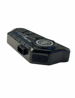 Black electronic device with buttons on a white background