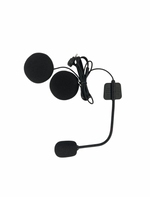 Black motorcycle helmet intercom system on a white background