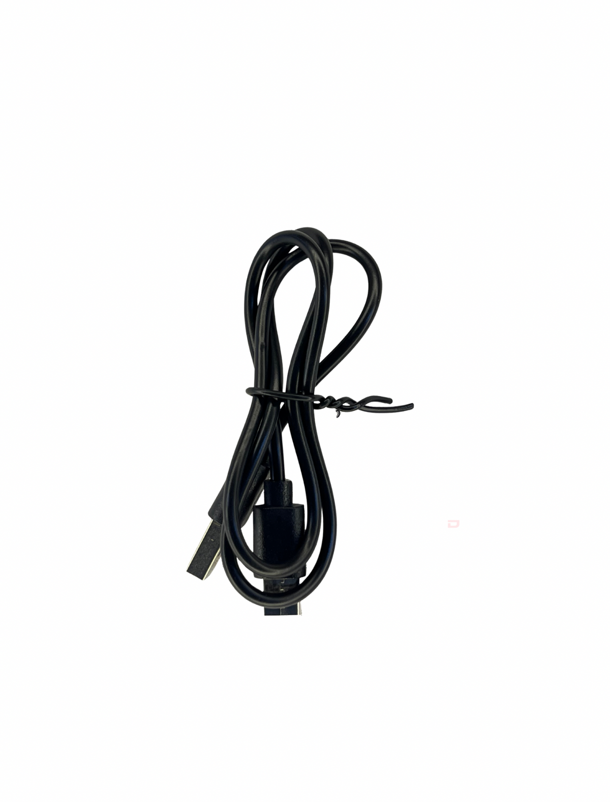 Black power cable on a white background
