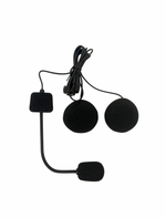 Black motorcycle helmet intercom system on a white background