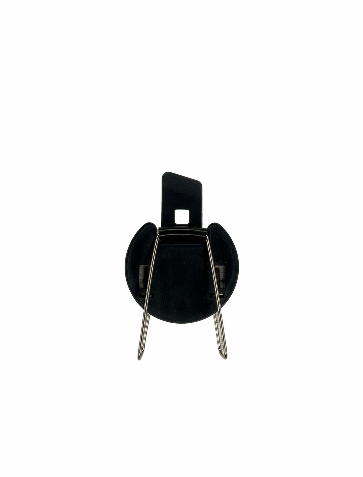 Black metal clip on a white background