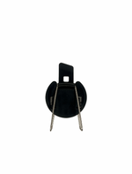 Black metal clip on a white background