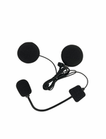 Black motorcycle helmet intercom system on a white background