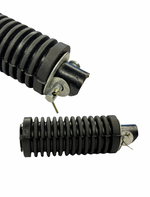 Two black metal springs on a white background