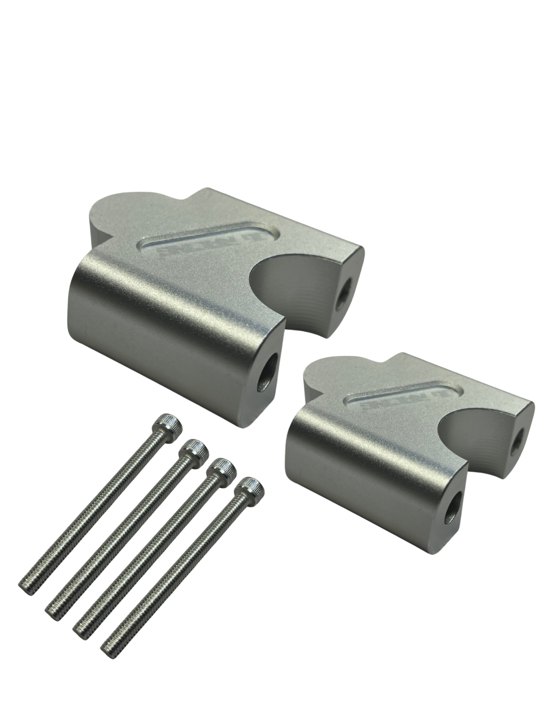 Metal brackets with screws on a white background