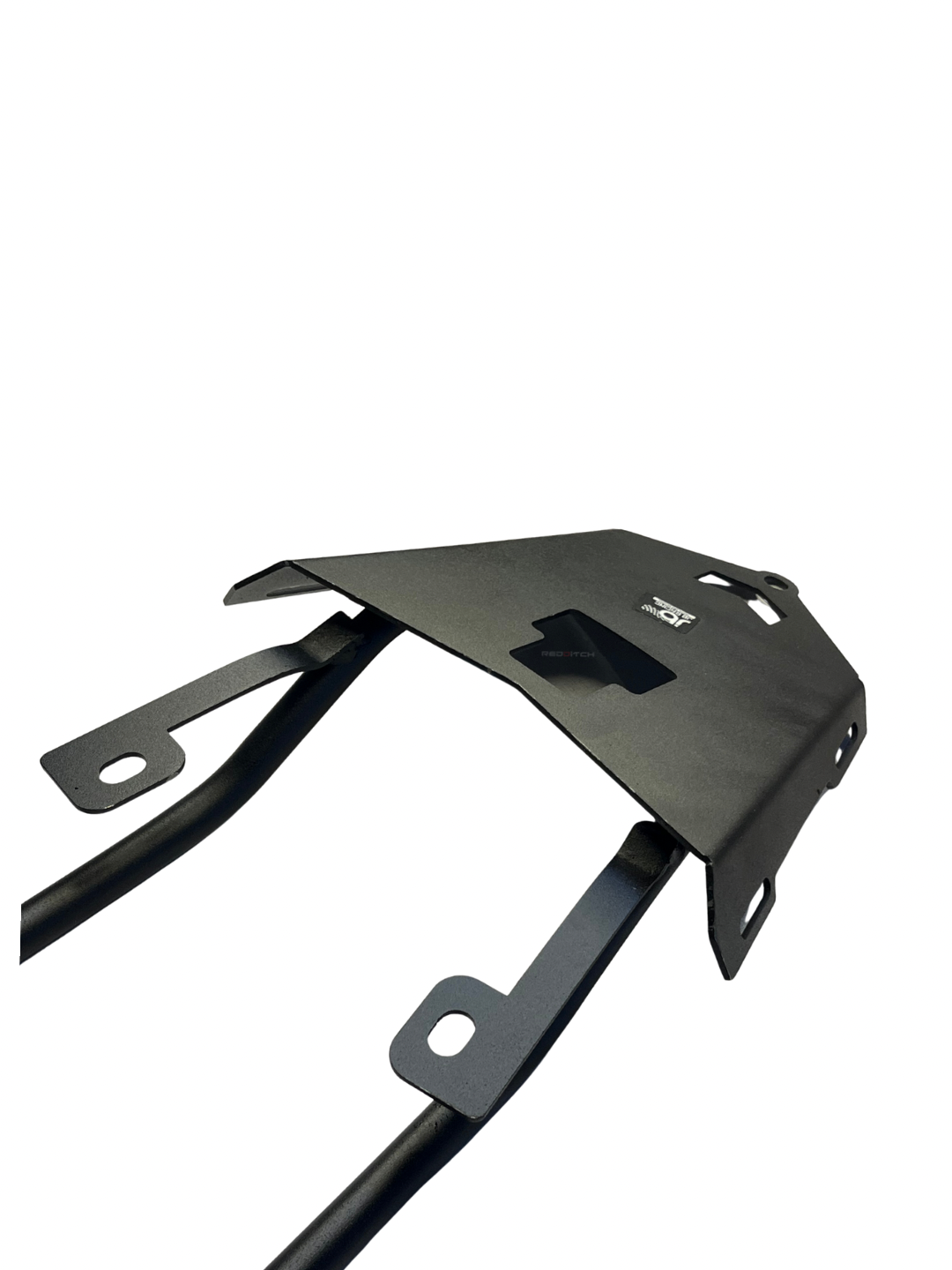 Black metal bracket on a white background