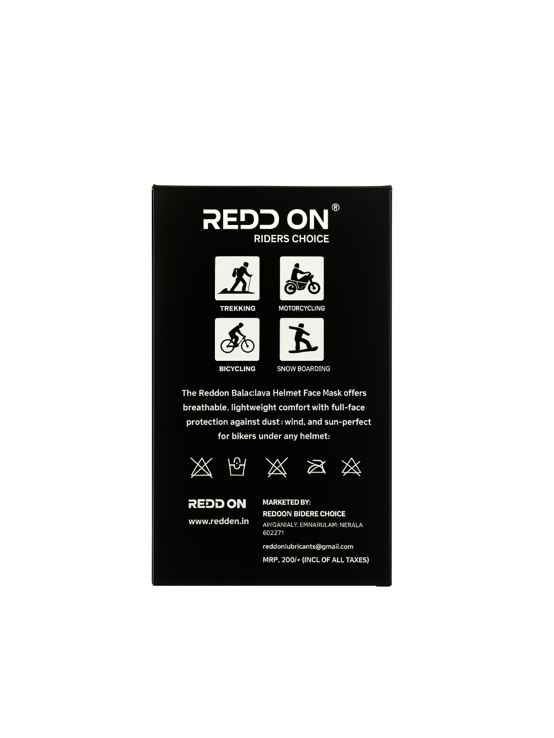 Black label with 'REDD ON' branding and product information on a white background