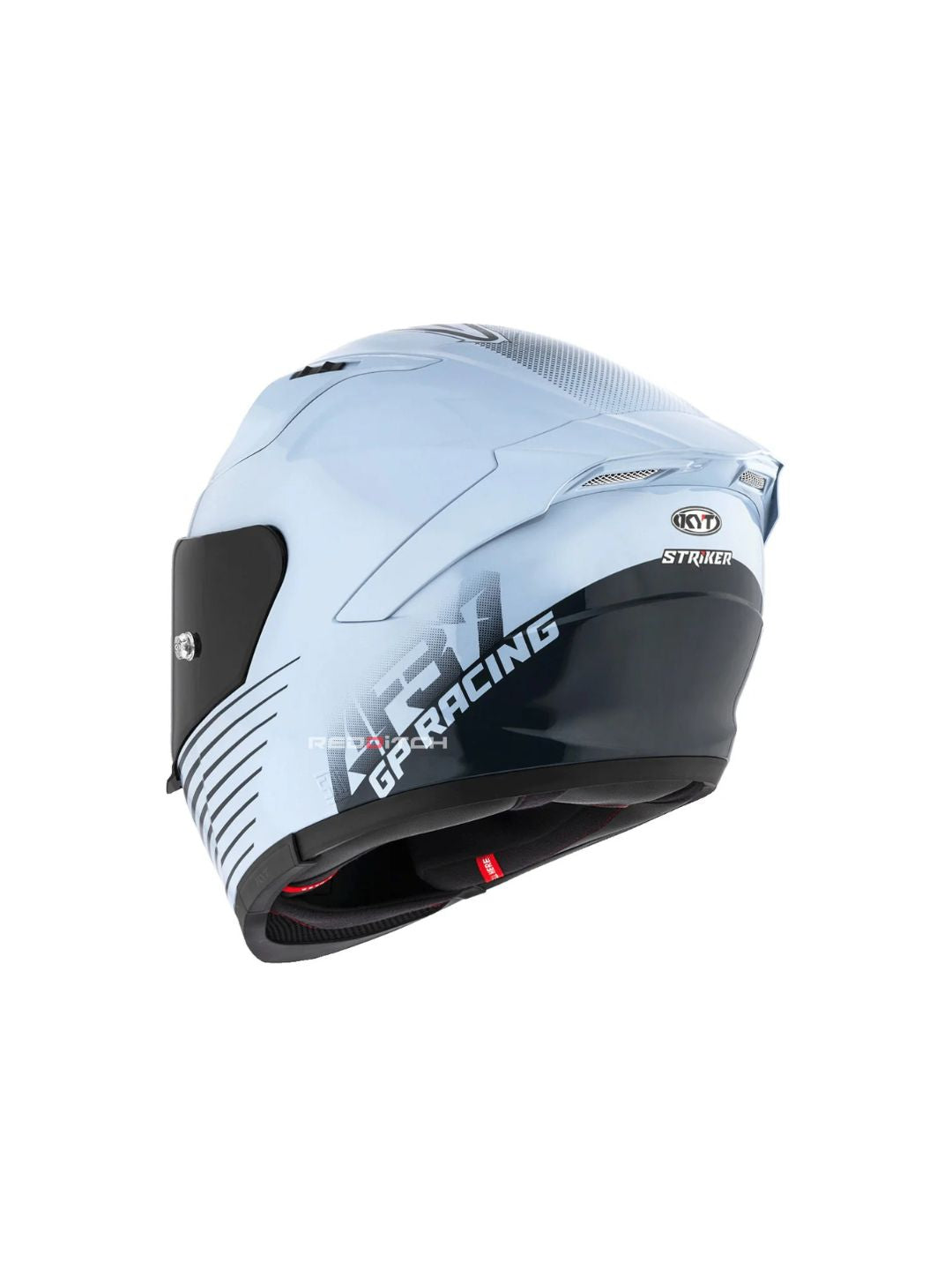 KYT Striker AF37 Rep Livery Sea Blue, a premium motorcycle helmet featuring a striking sea blue design, advanced safety features, and superior aerodynamics for top-notch protection and style on the road