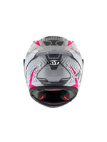 KYT Striker #02 Asphalt Grey/Fuxia, a high-performance motorcycle helmet featuring a bold asphalt grey and fuxia color combination, designed for optimal safety, comfort, and style for road and racing enthusiasts.