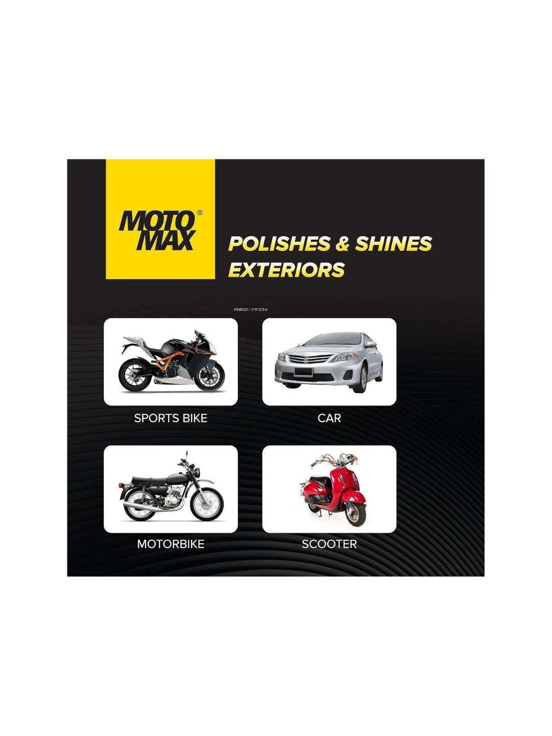 Motomax Liquid Polish (50ml), a premium product designed to restore shine and provide a smooth, glossy finish to your motorcycle, protecting the surface from dirt, dust, and UV damage.