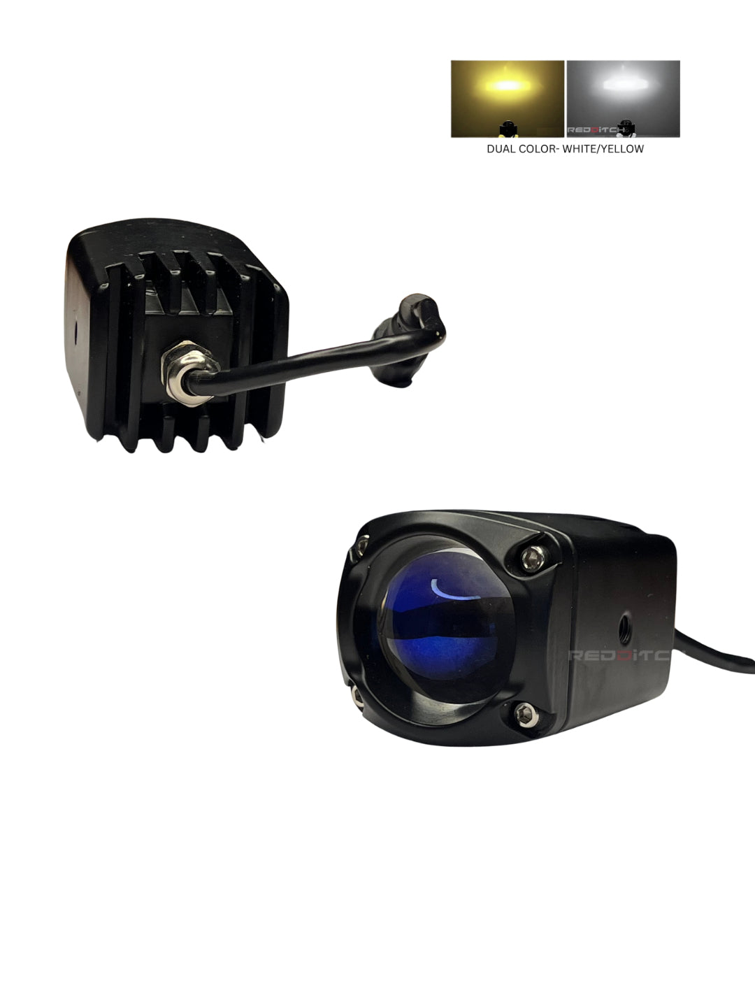 Two LED lights with a dual-color option on a white background