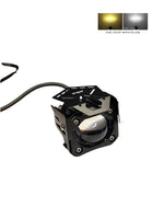 Black LED light with dual color options on a white background