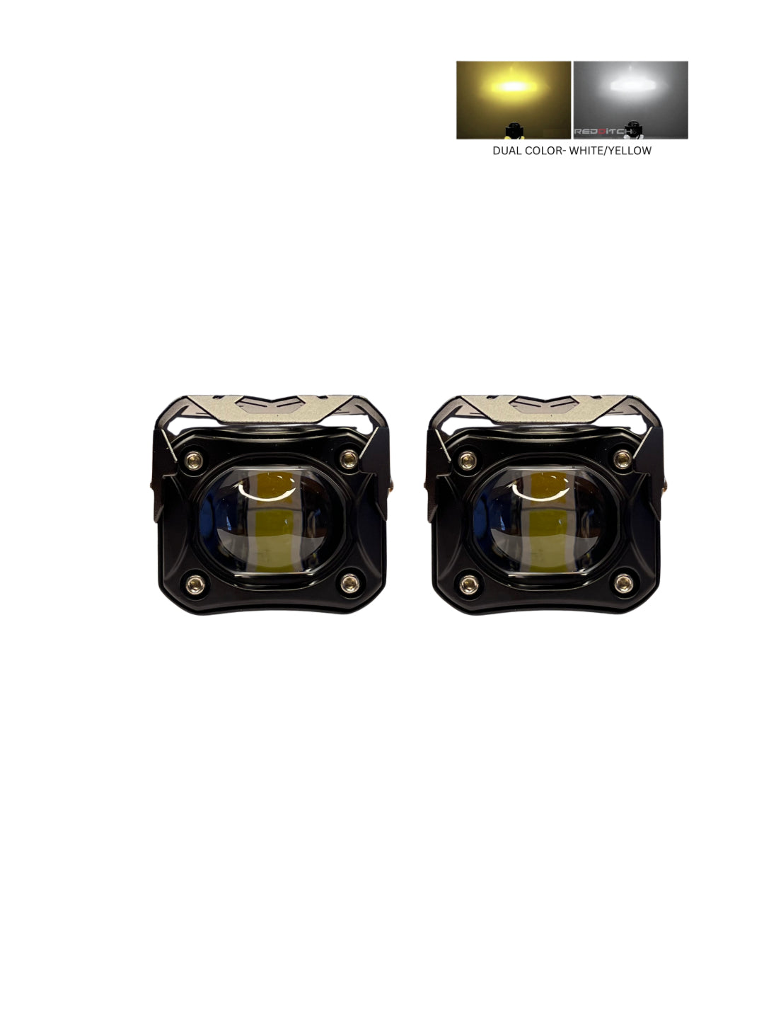 Two LED lights with a dual color option on a white background