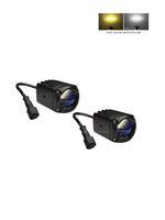 Two LED lights with connectors on a white background, showing dual color options.