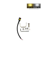 Car light assembly with wiring and mounting hardware on a white background