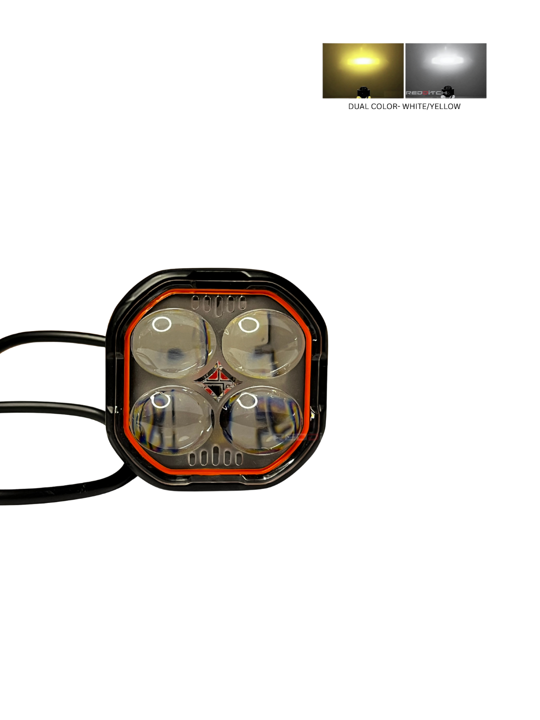 LED light bar with dual color options on a white background