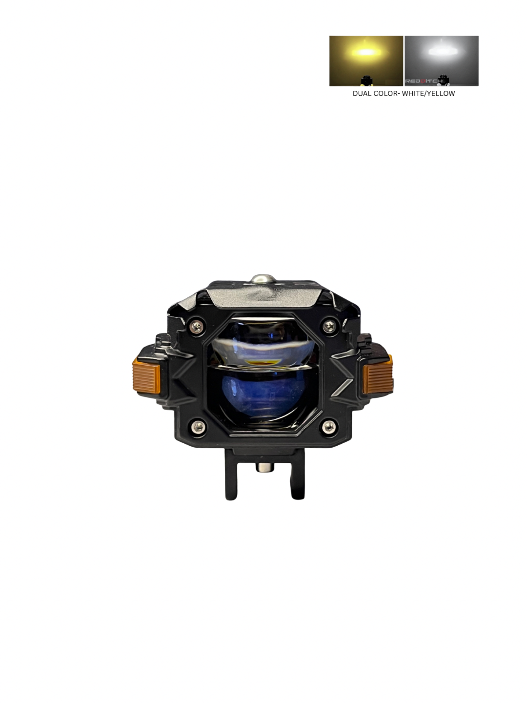 LED light bulb with dual color options on a white background