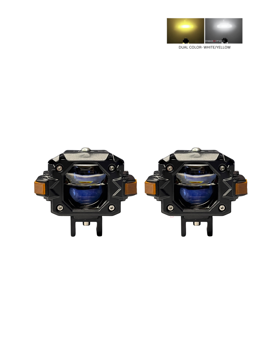 Two LED light modules with dual color options on a white background