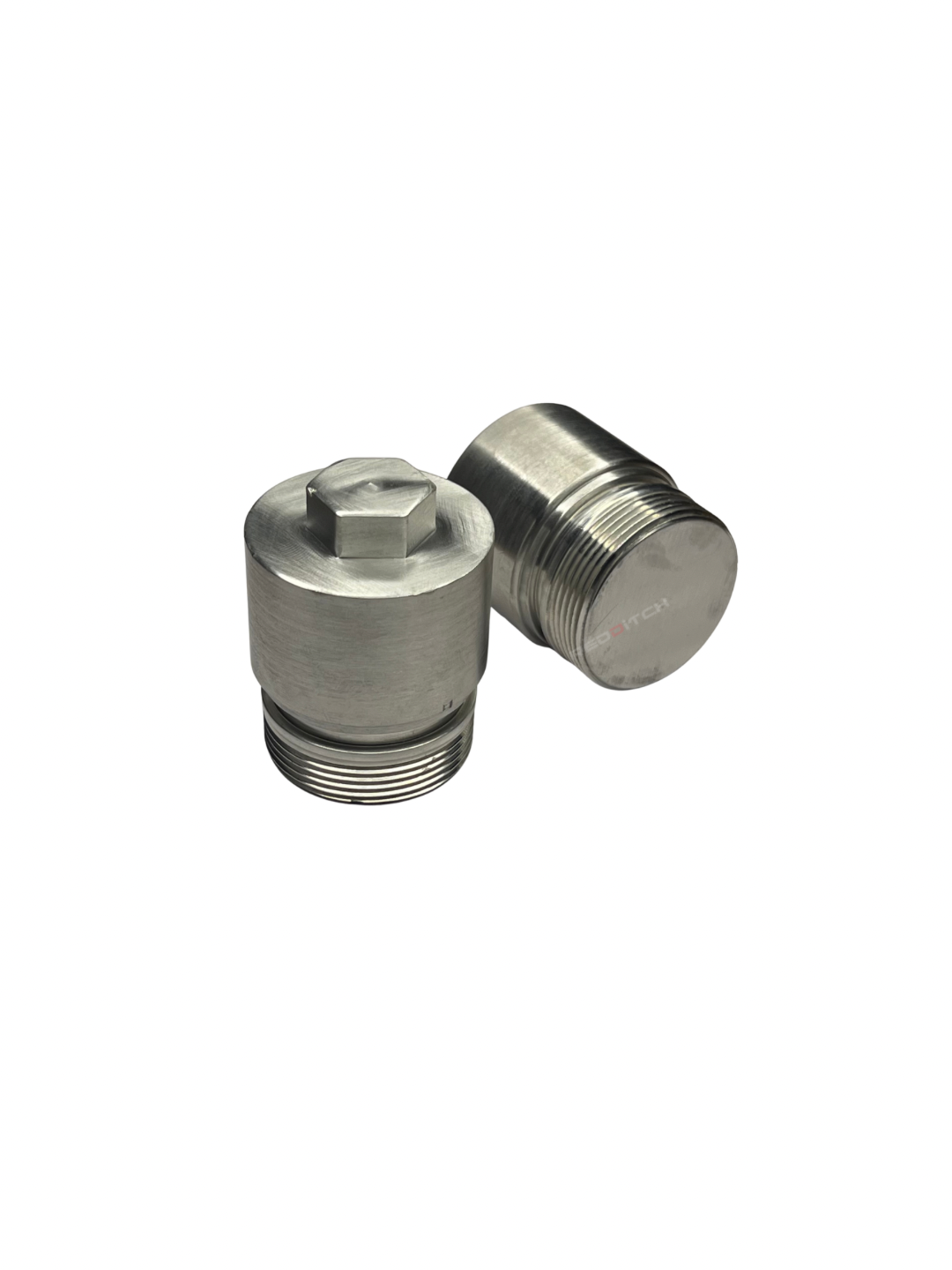 Two metal fittings on a white background