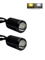 Two LED lights with a dual color option on a white background