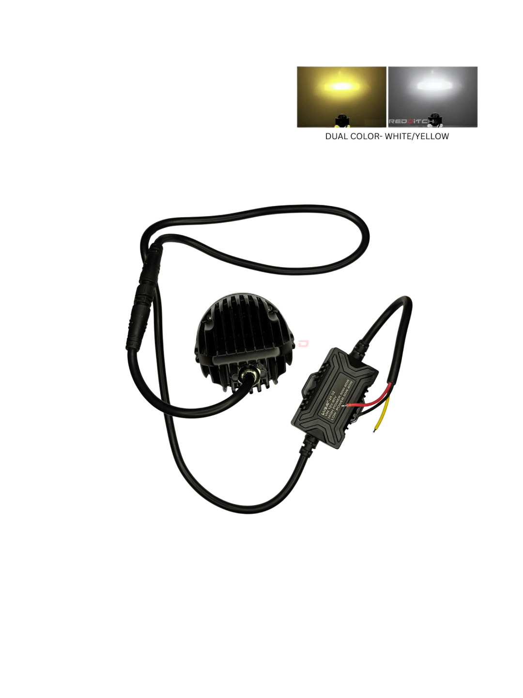 Car fog light converter with dual color options on a white background