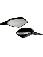 Motorcycle mirrors with turn signals on a white background