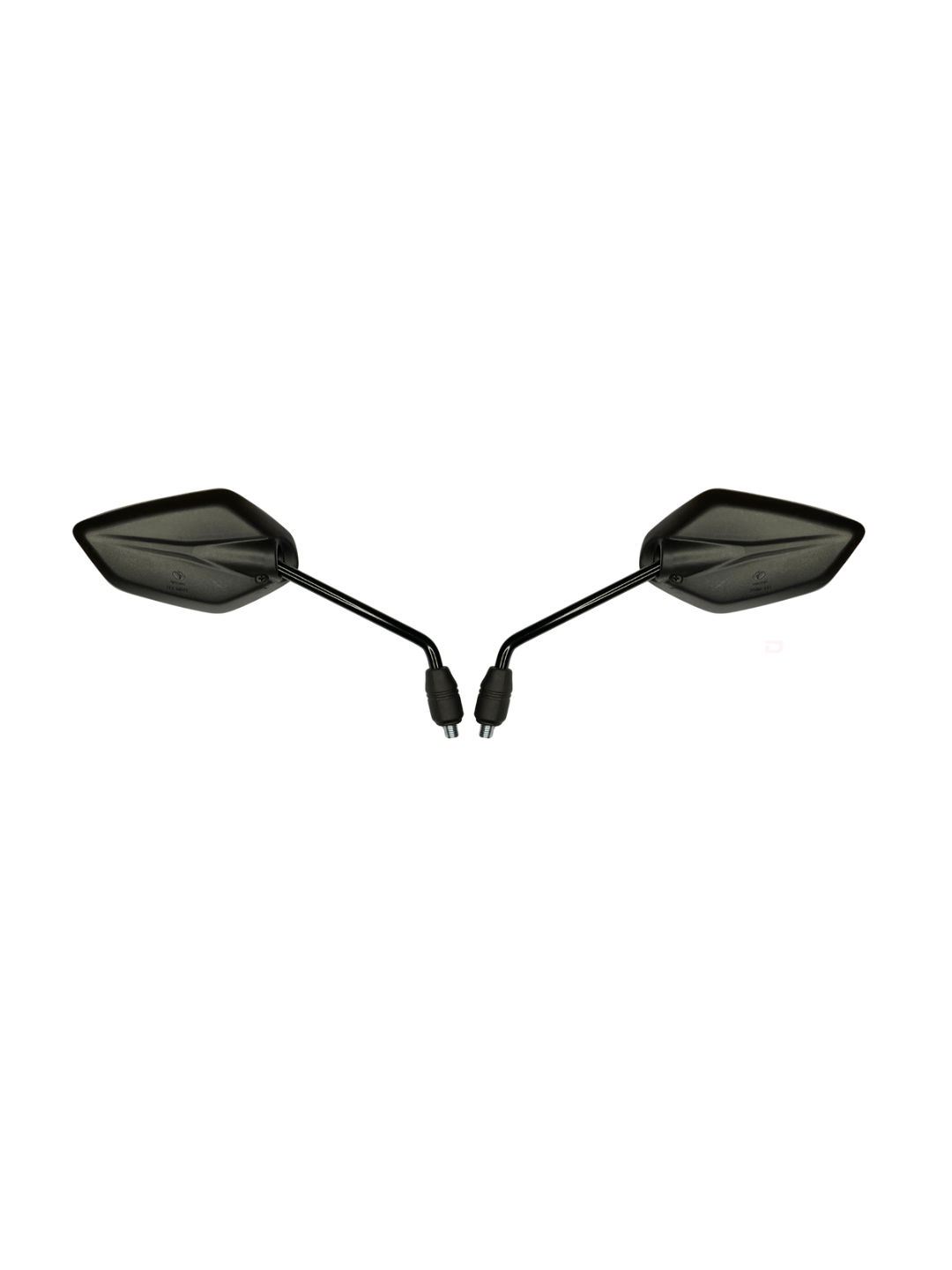 Pair of black motorcycle mirrors on a white background
