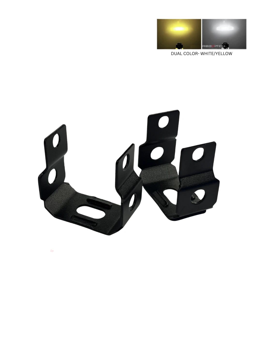 Two black metal brackets on a white background with dual color options shown.
