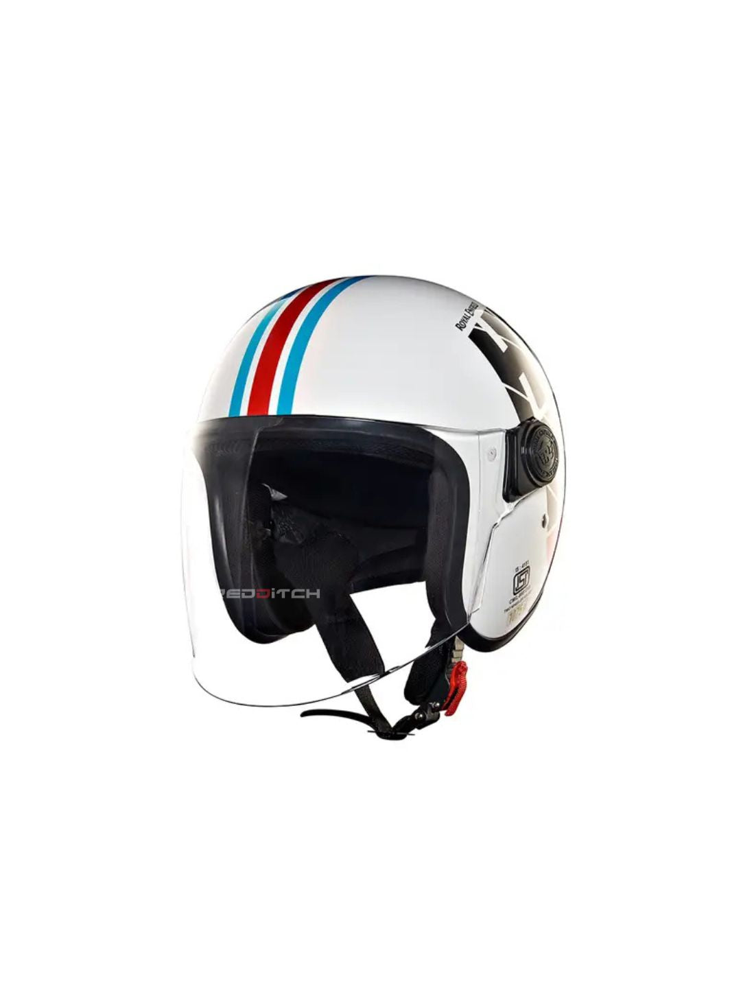 The Royal Enfield Hunter Copter Helmet in White combines safety with a sleek design. Its sturdy build, comfortable fit, and premium finish make it ideal for everyday rides.