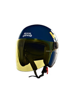 The Royal Enfield Hunter Copter Helmet in Lagoon Blue offers a stylish design with a comfortable fit. Its sturdy build ensures safety, while the sleek finish adds a premium touch. Perfect for daily rides.