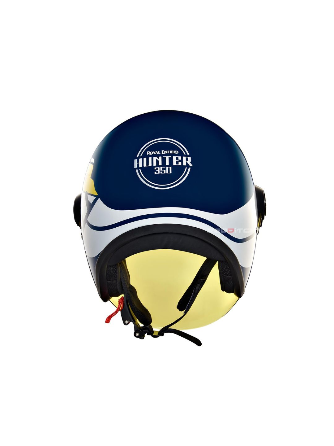 The Royal Enfield Hunter Copter Helmet in Lagoon Blue offers a stylish design with a comfortable fit. Its sturdy build ensures safety, while the sleek finish adds a premium touch. Perfect for daily rides.