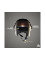 The Royal Enfield MLG Copter Face Helmet in Brown features a long visor for superior wind protection and clear visibility. Its stylish design and premium build ensure comfort and safety for every ride.