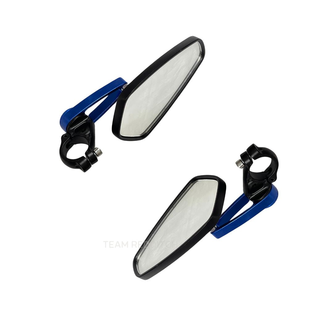 ADJUSTABLE GT MIRROR TRIANGLE BLACK with CNC COLOURED CLAMP